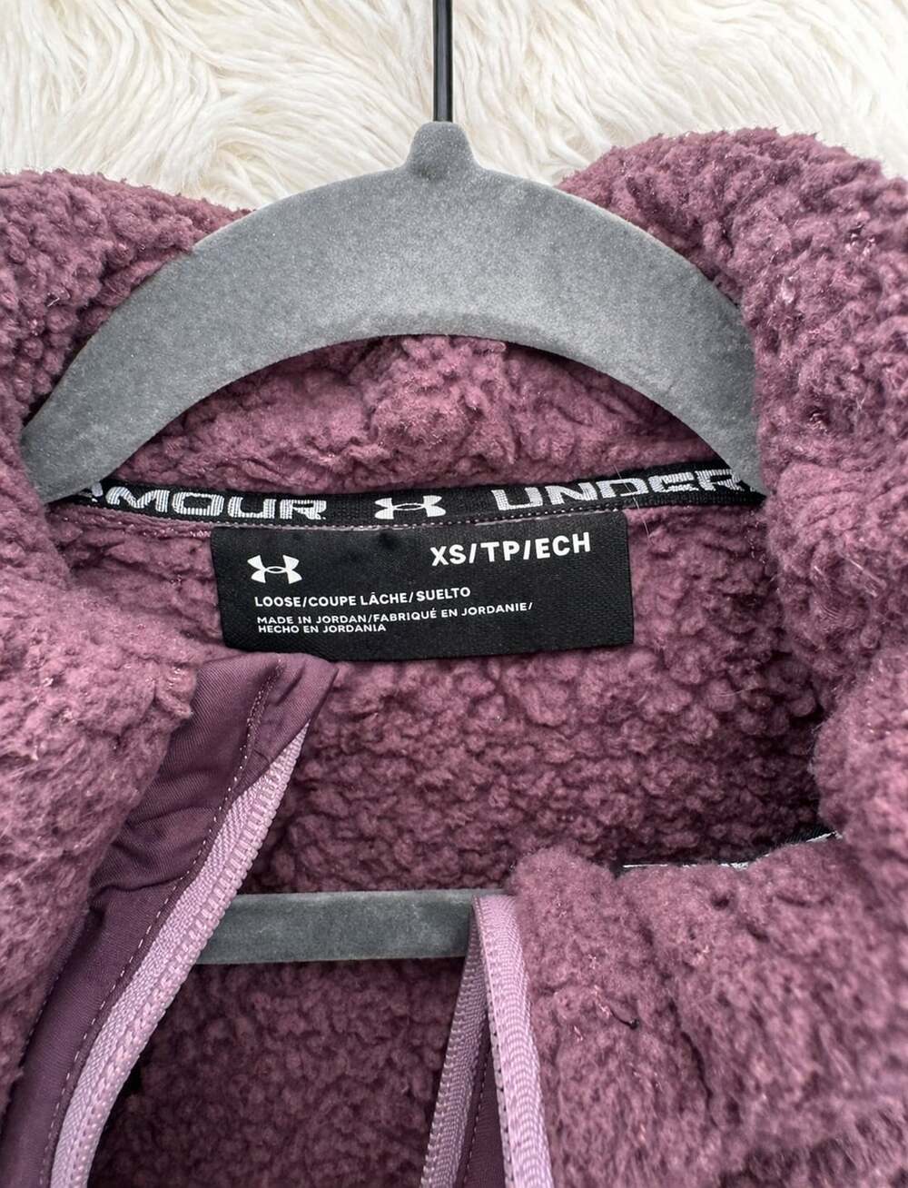 Under Armour Women's UA Sherpa Fleece 1/4 Zip Pullover in Dark Rose - Picture 3 of 3